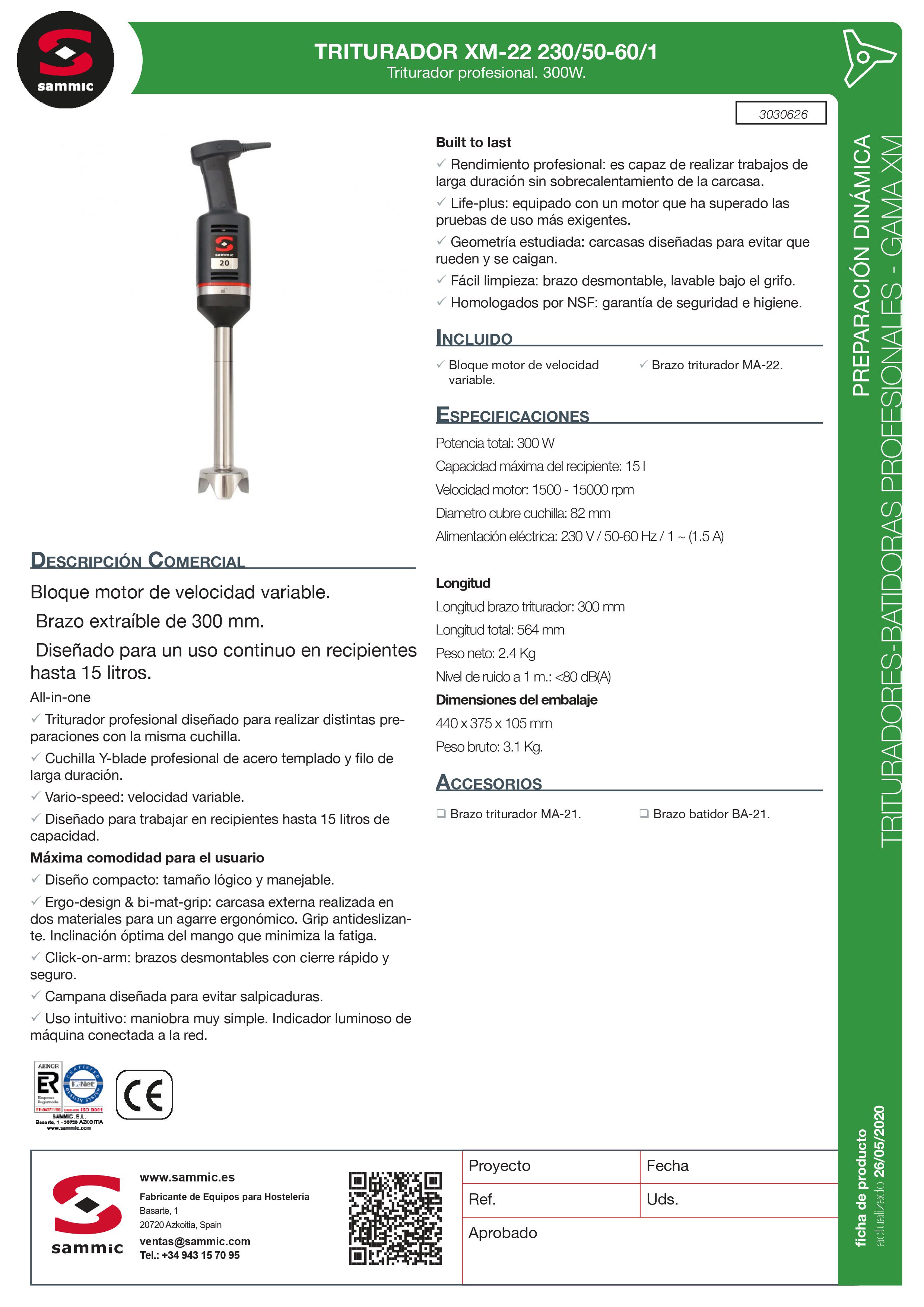 Imagen de Triturador Sammic XM-22