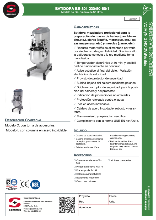 Imagen de Batidora planetaria Sammic BE-30I