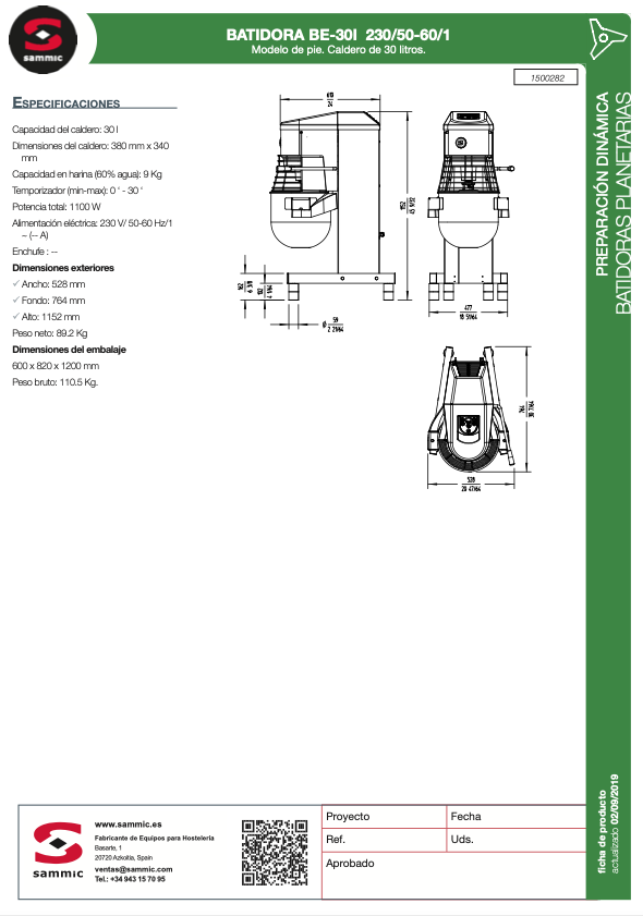 Imagen de Batidora planetaria Sammic BE-30I