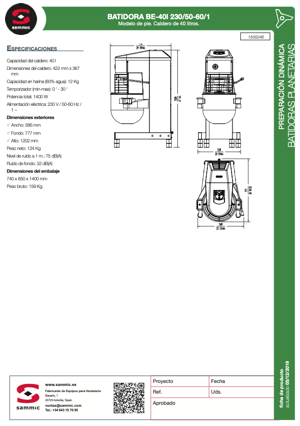 Imagen de Batidora planetaria Sammic BE-40I