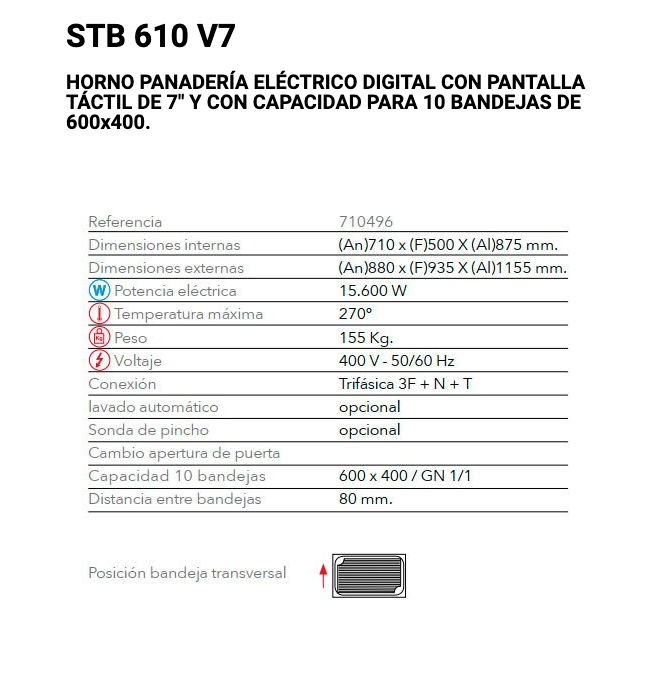 Imagen de Horno panadería FM STB-610 V7
