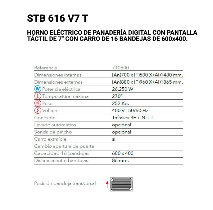 Imagen de Horno panadería FM STB-616 V7 T