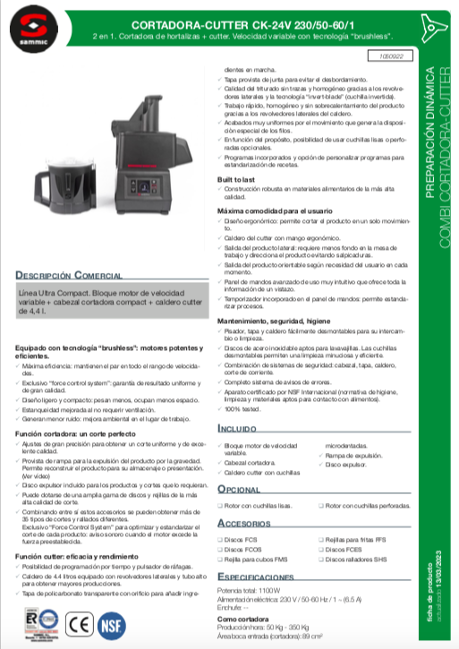Imagen de Combi cortadora-cutter Sammic CK-24V