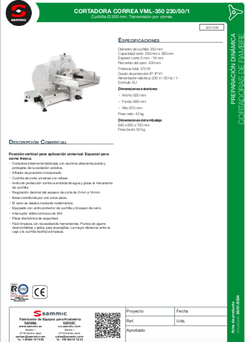 Imagen de Cortadora vertical Sammic especial carne VML-350