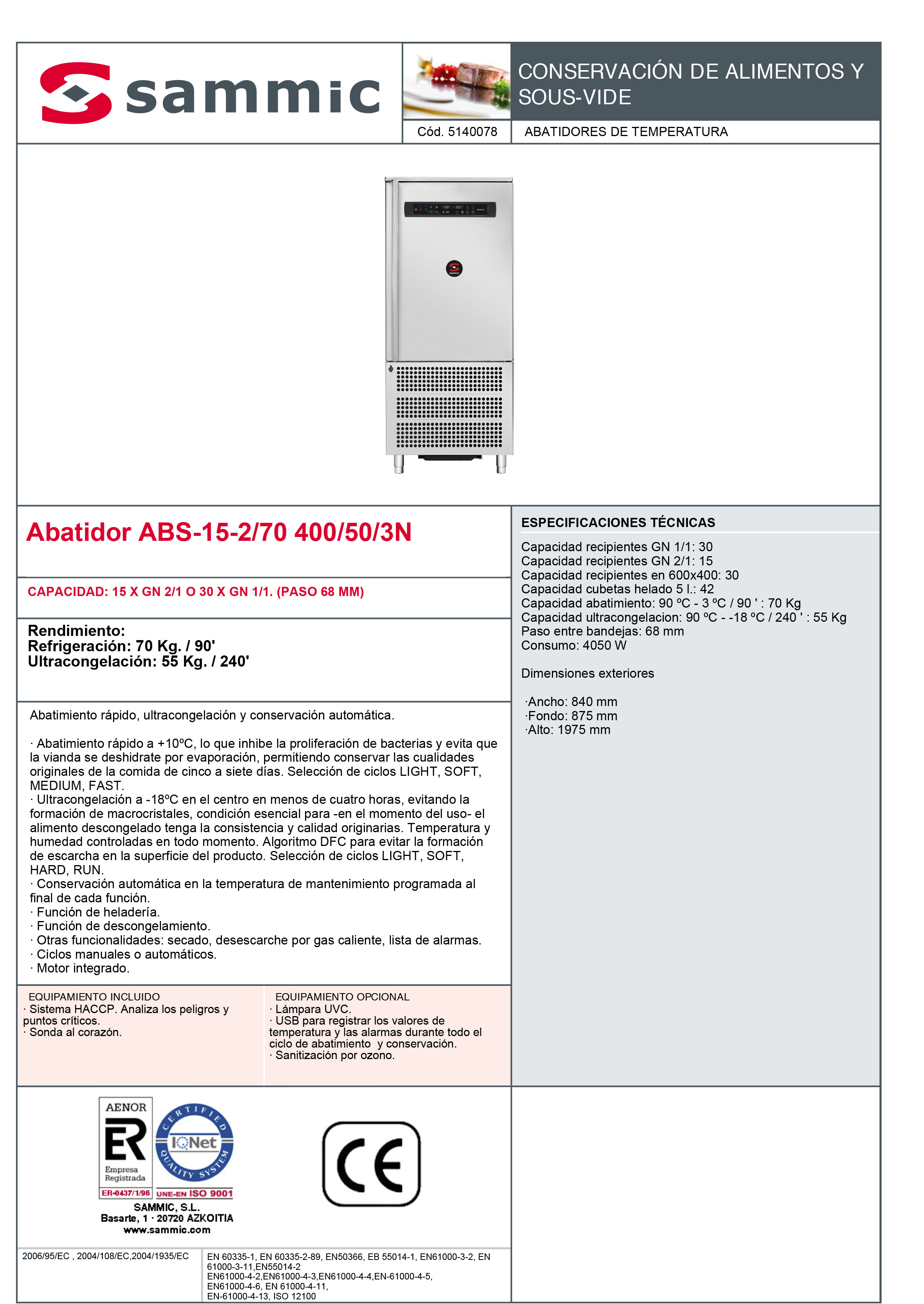 Imagen de Abatidor de temperatura Sammic ABS-15/2