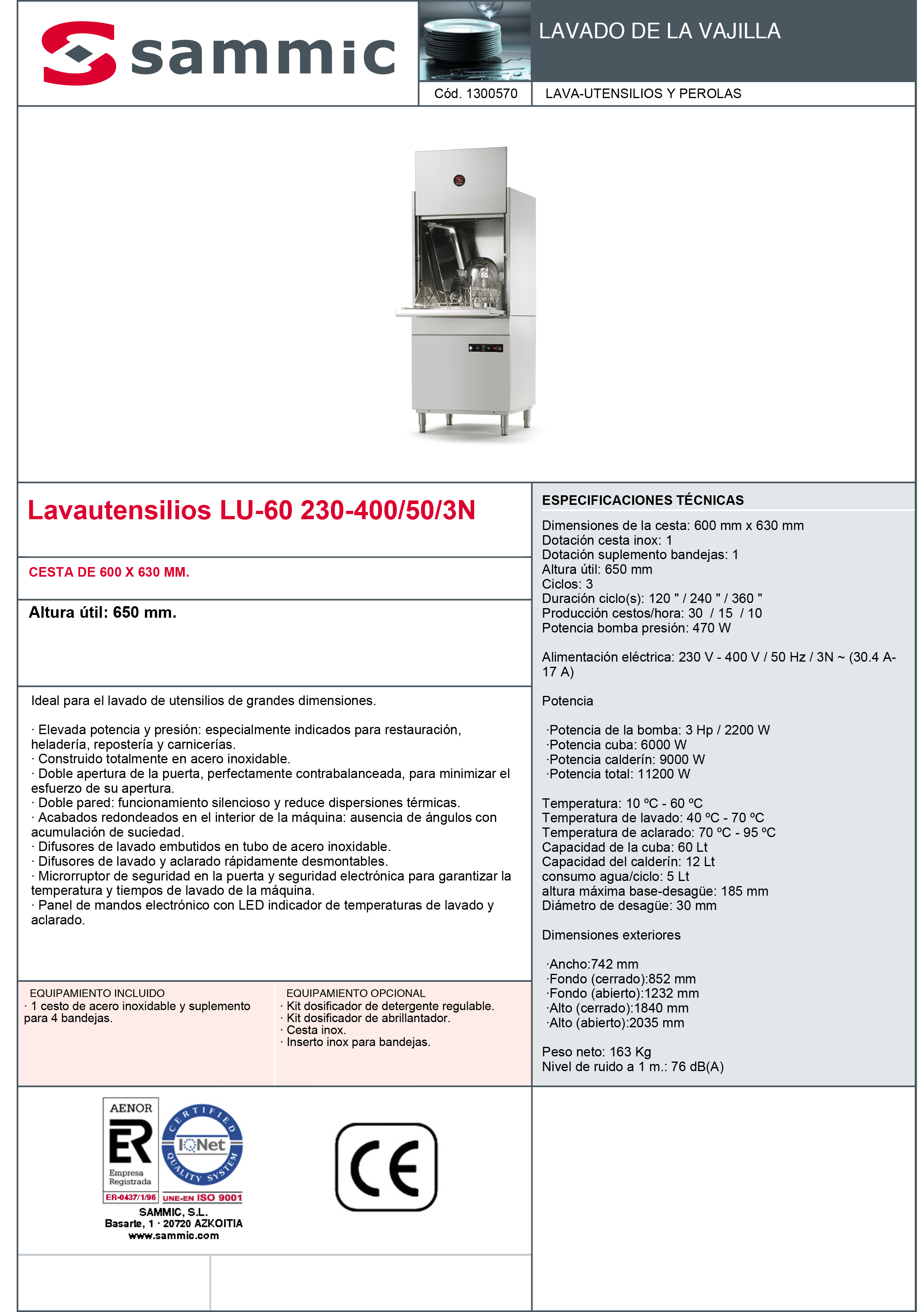 Imagen de Lavautensilios Sammic LU-60