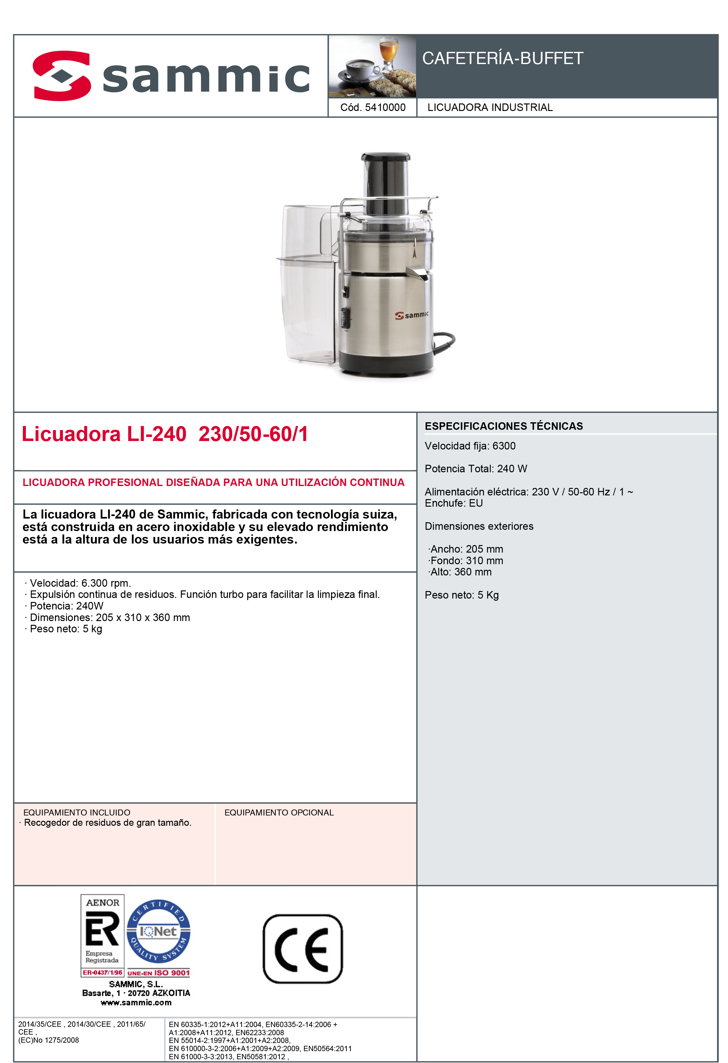 Imagen de Licuadora Industrial Sammic LI-240