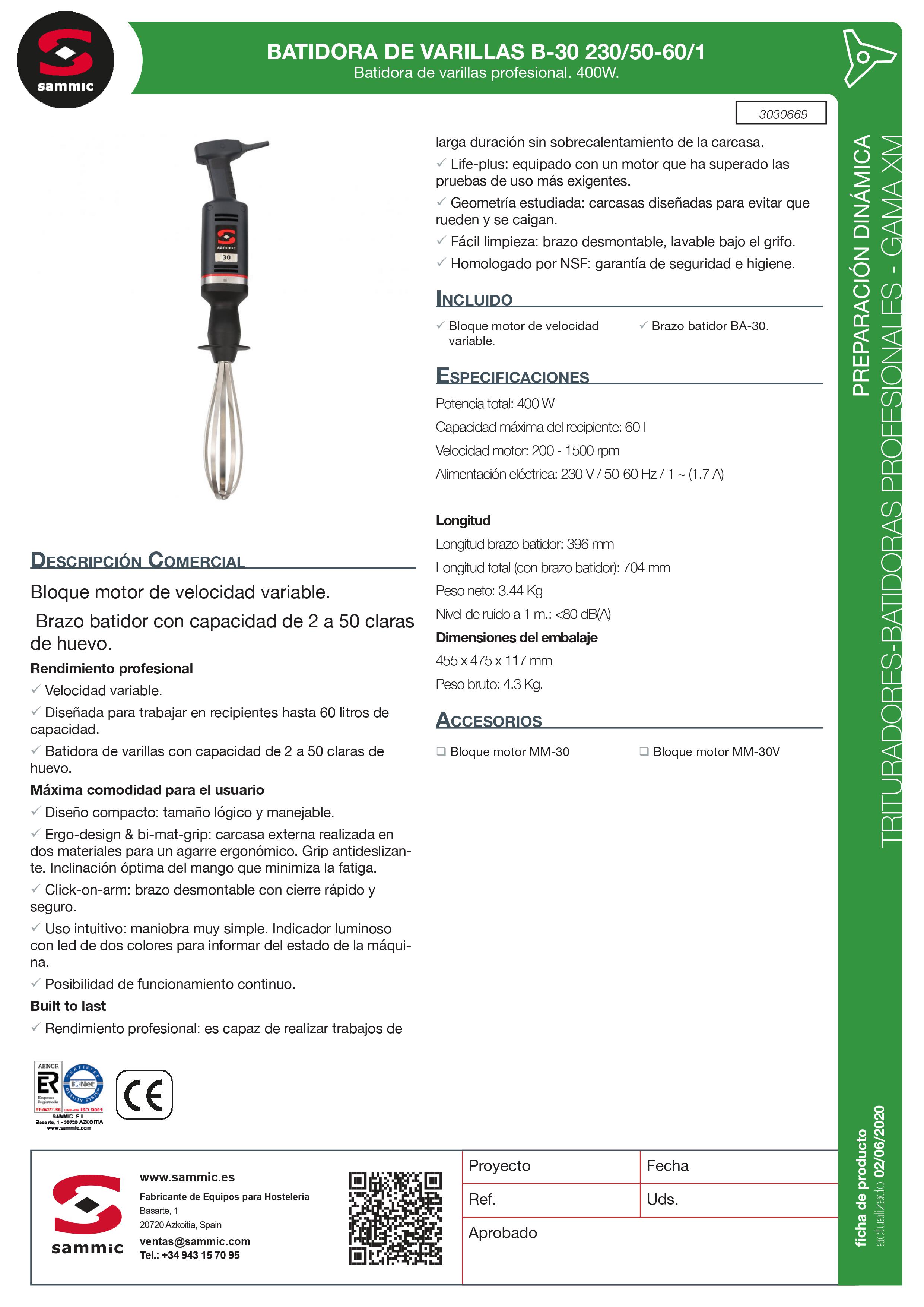 Imagen de Batidora de Varillas Sammic B-30