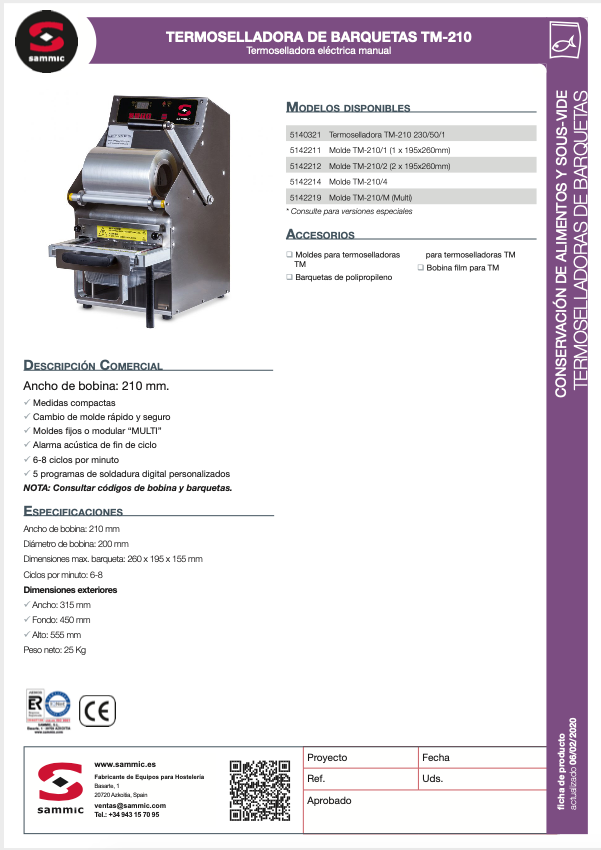 Imagen de Termoselladora Sammic TM-210/1